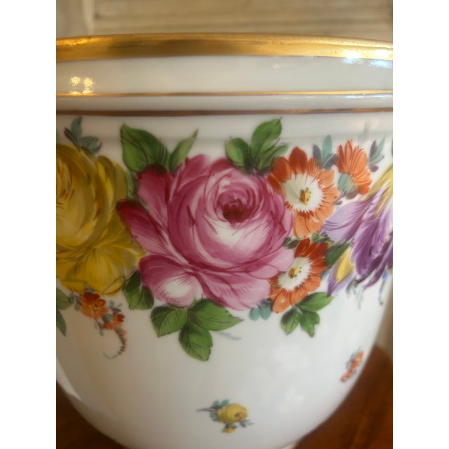 Dresden Porcelain Large 19th Century Porcelain Dresden Cache Pot For Sale - Image 4 of 13