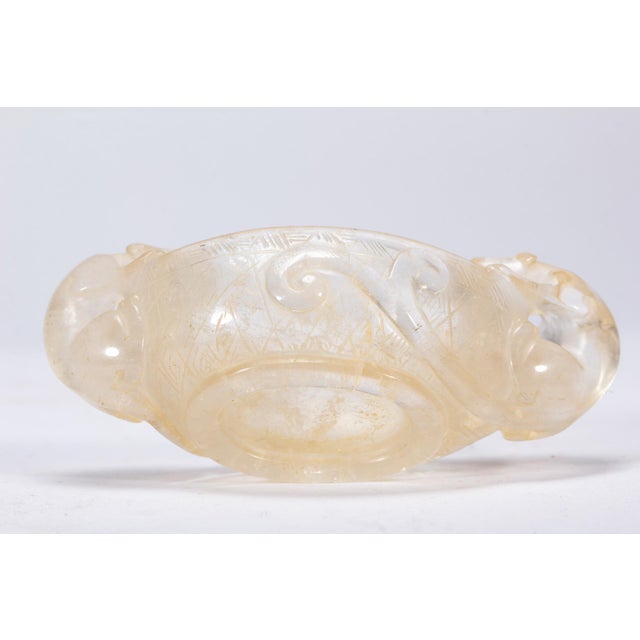 Antique Chinese Rock Crystal Brush Washer With Chilong Handles For Sale In Detroit - Image 6 of 11