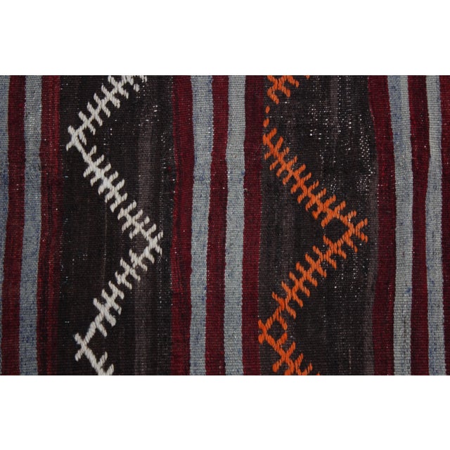 Red 1960s Traditional Turkish Hand Knotted Striped Kilim Runner Rug For Sale - Image 8 of 11