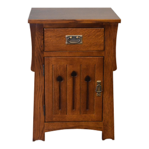 Mission Style Solid Quarter Sawn Oak Keyhole Nightstand