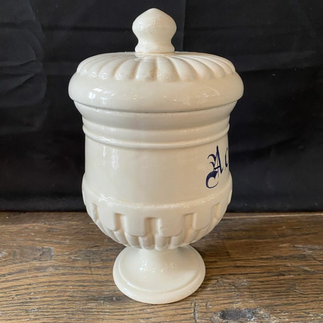 Ceramic Antique Italian Apothecary Jar Venetian Acetosa Porcelain Urn Large For Sale - Image 7 of 10