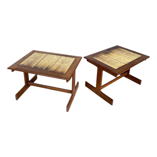 Mid-Century Modern Teak Bedside Table with Ceramic Tile Top, 1960s For Sale