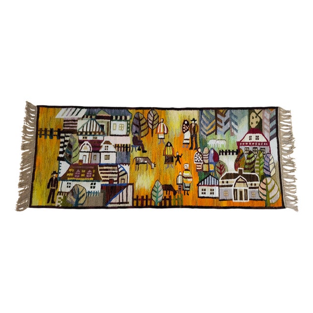 Polish Handwoven Tapestry in Wool, 1970s For Sale