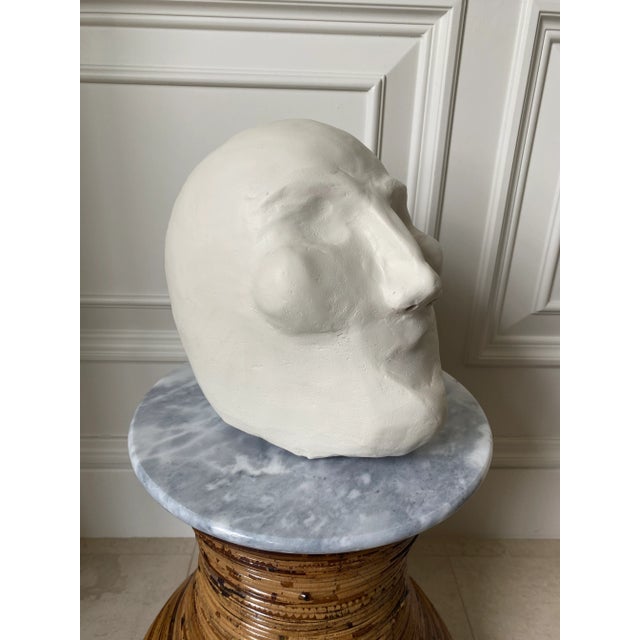 Postmodern 1970’s Vintage Signed Plaster Biomorphic Surreal Face Sculpture For Sale - Image 3 of 9