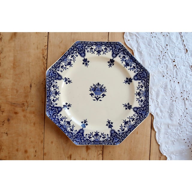 Large Longchamp ironstone serving platter, Rouen pattern, dating from the late 19th century. Its particularly detailed...
