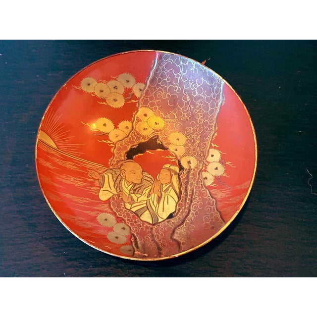 Four Japanese Lacquered Sake Cups Meiji Period For Sale - Image 4 of 8
