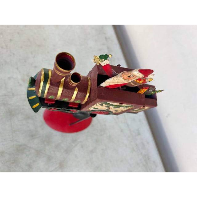 Vintage Christmas Folk Art Articulated Balancing Santa in Train For Sale In West Palm - Image 6 of 11