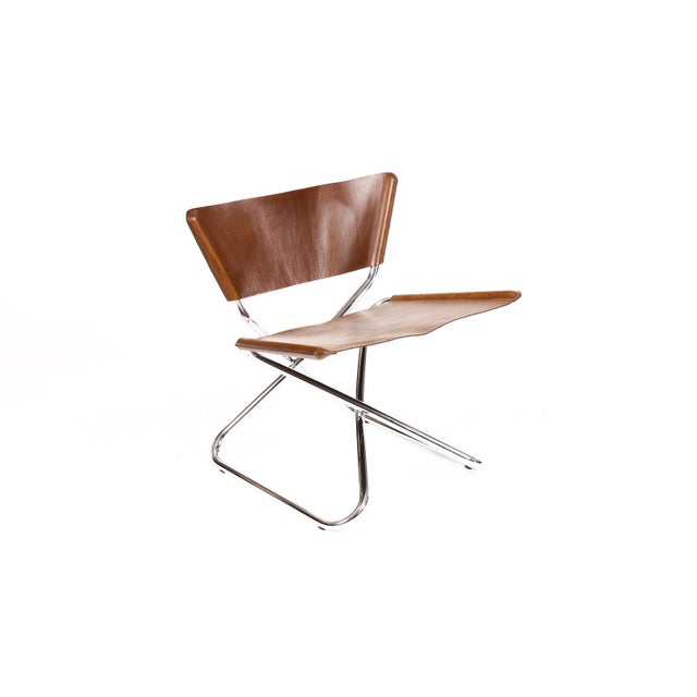 Chrome Vintage Mid Century Tubular Chrome Folding ‘Z-Down’ Lounge Chair — Erik Magnussen for Torben Ørskov For Sale - Image 8 of 11
