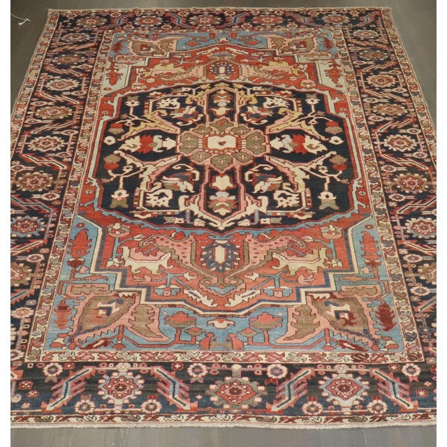 Brown Antique Zabihi Collection Masculine Persian Heriz Rug - 8'8" x 12'2" For Sale - Image 8 of 12