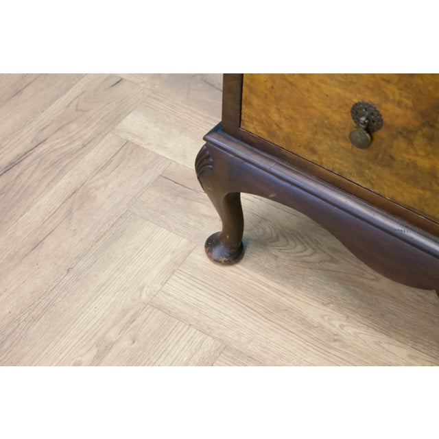 Wood Vintage Art Deco Style Walnut Tallboy Linen Cabinet, 1950s For Sale - Image 7 of 12