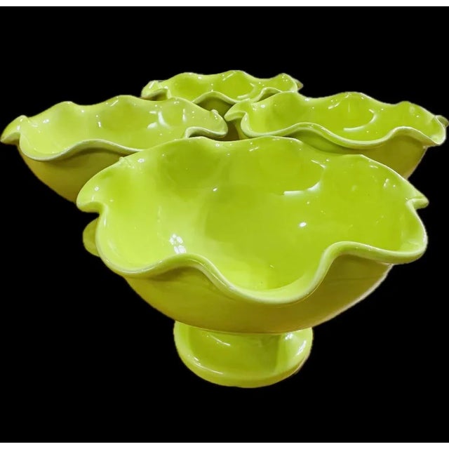 Royal Blue Italian Scallops Footed Bowls & Large Serving Plates - Set of 8 For Sale - Image 8 of 9