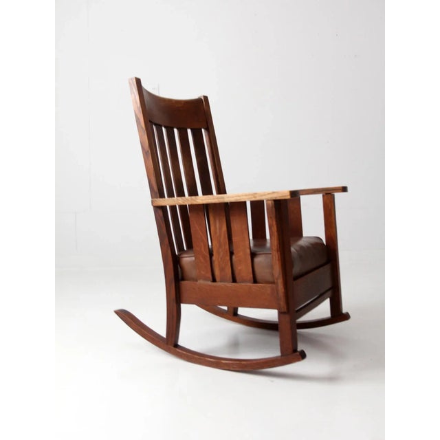 Brown Antique Mission Rocking Chair For Sale - Image 8 of 12