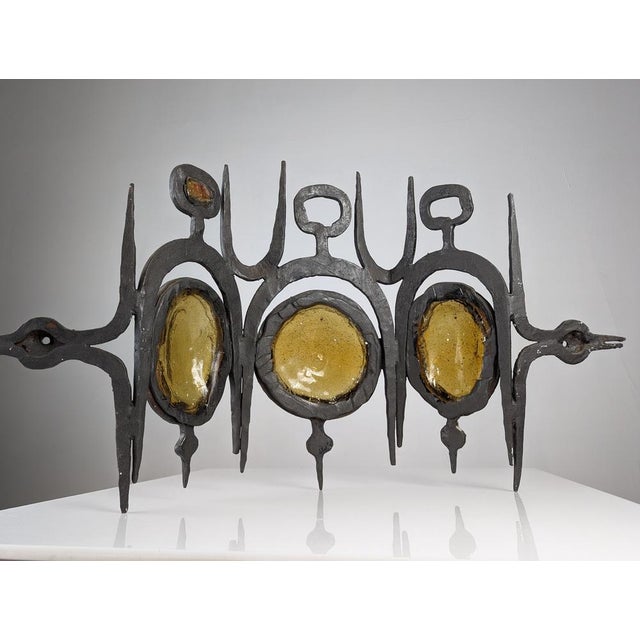 Wrought Iron & Blown Glass Wall Lights, Set of 3 For Sale - Image 10 of 18