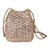 Small bucket crossbody in handwoven gold multi metallic leather. Fully lined with woven leather shoulder straps and trim.