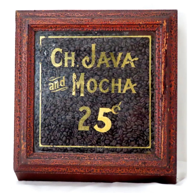 Antique American Country Store Counter Front Oak Bin Selling Display Filled With Real Coffee Beans For Sale - Image 13 of 13