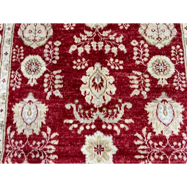 Red & Beige Persian-Style Floral Wool Rug, Natural Dyes, 3'4" X 4'11" For Sale - Image 6 of 16
