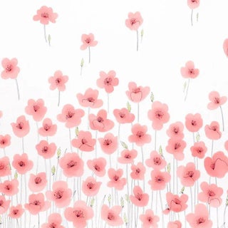Schumacher X Vera Neumann Wild Poppies Fabric in Pink For Sale