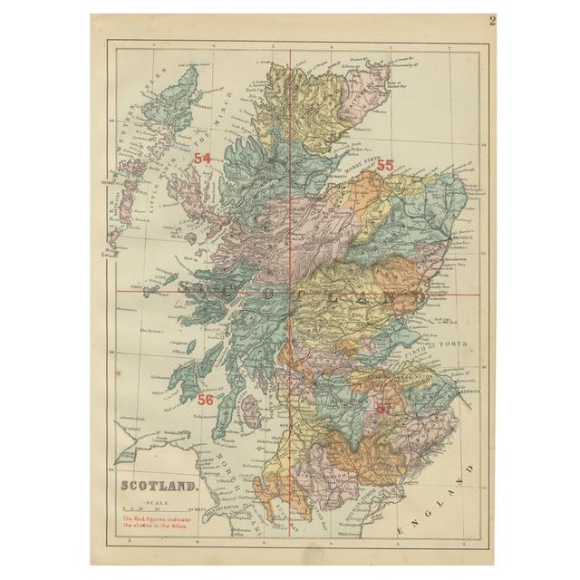 Antique Map of Scotland, 1885 For Sale - Image 11 of 11