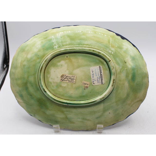 Victorian Circa 1880s English Majolica Begonia Leaf Sweetmeat Dishes - a Pair For Sale - Image 3 of 10