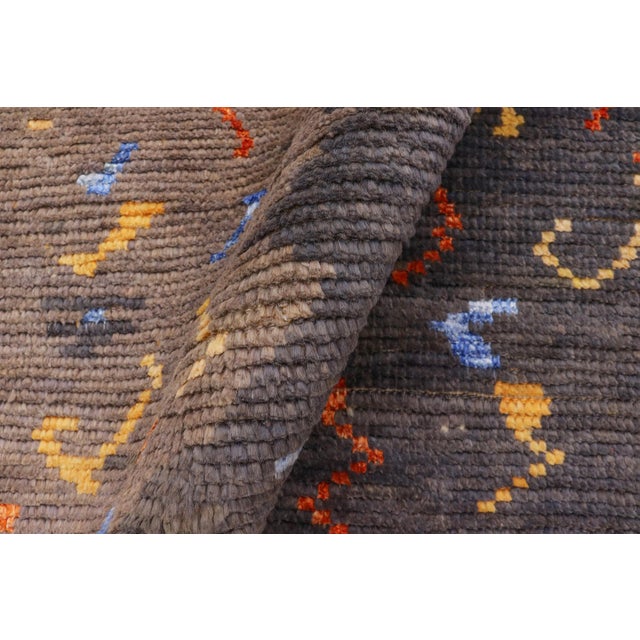 Textile Moroccan Rustic Gray/Rust Wool & Silk Rug - 5'8'' X 8'1'' For Sale - Image 7 of 10
