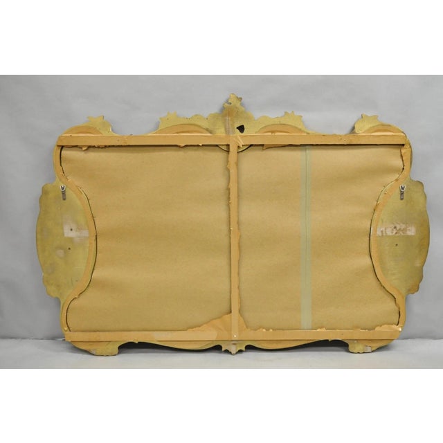 Vintage French Rococo Large Gold Wall Mirror With Bisque Figural Lovers Plaques For Sale - Image 10 of 12