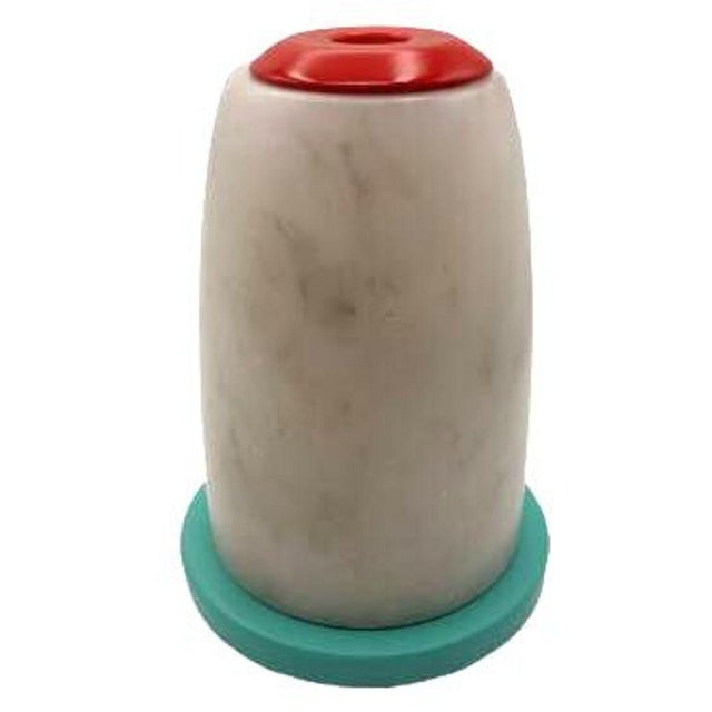Mid 20th Century Multicolored Alabaster Candlestick Holder W/ Red and Teal Accent For Sale - Image 4 of 8