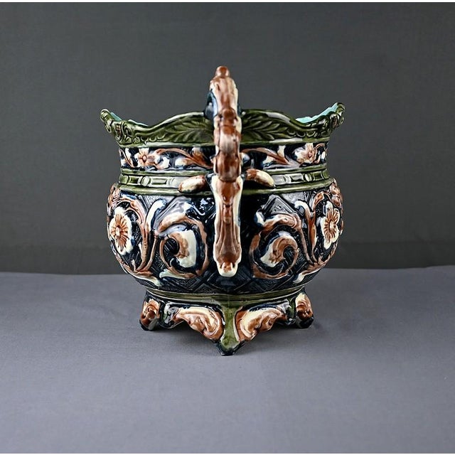 Antique Art Nouveau Majolica Planter, 1800s For Sale - Image 12 of 18