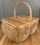 Farmhouse Large Vintage Wicker Buttocks Picnic Basket With Removable Lid For Sale - Image 3 of 11