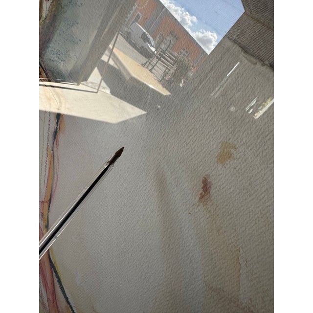 Large - Helen Stein Abstract Figurative Watercolor & Oil Pastel Drawing, Framed/ Sold For Sale - Image 11 of 12