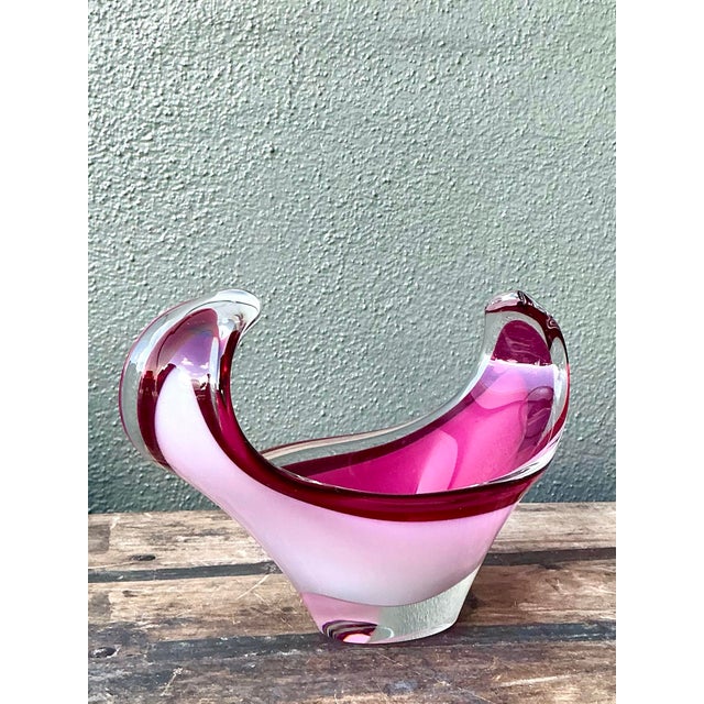 Vintage Italian Art Glass Bowl After Murano For Sale - Image 9 of 12