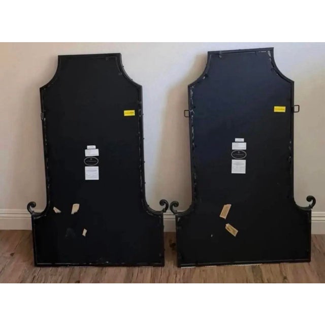 Ornamental & Decorative Materials Pair Uttermost Black & Bronze Faux Bamboo Pagoda Mirrors For Sale - Image 7 of 8