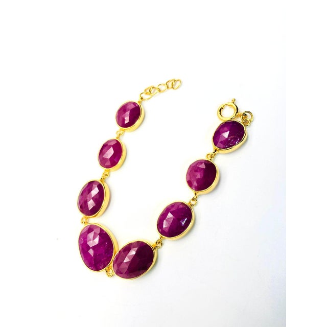 Bochic "Rough Cut" Natural Red African Rubies Set In 18K Gold & Silver For Sale - Image 17 of 18