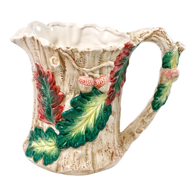 Fitz and Floyd Omnibus Acorn and Oak Leaf Faux Bois Trunk Pitcher For Sale