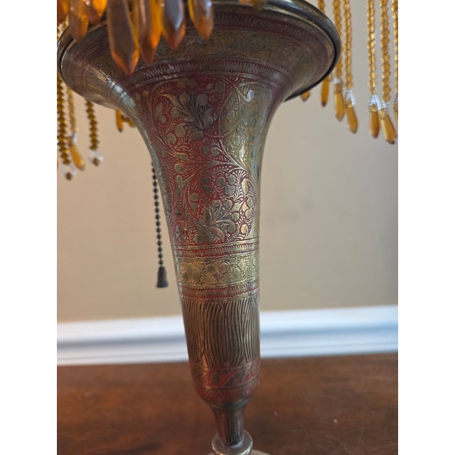 Antique Moorish Moroccan Pierced Brass Table Lamp For Sale - Image 9 of 14