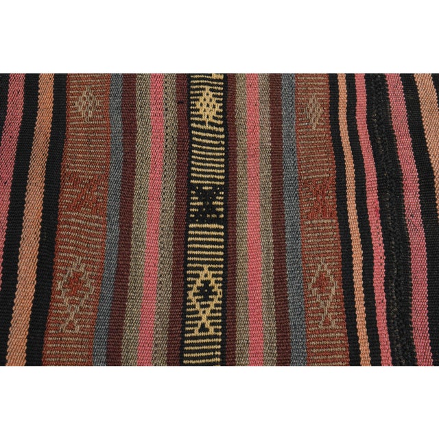 Striped Turkish Vintage Orange Brown Kilim Rug For Sale In San Francisco - Image 6 of 11