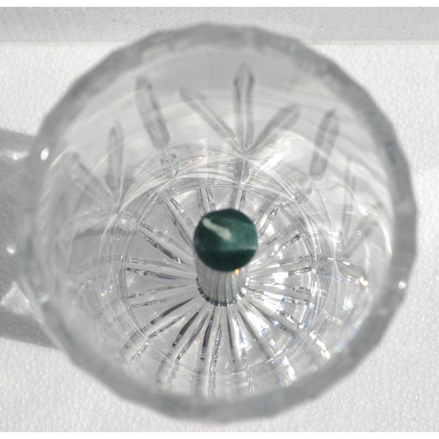 1950s Victorian Brilliant Cut Glass Hurricance Candle Holder Star Base Underplate For Sale - Image 12 of 14
