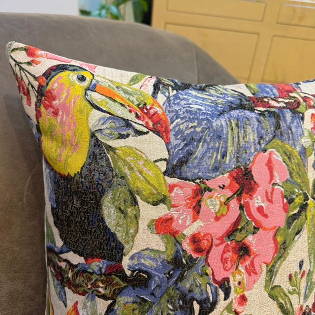 Toucan Parrot Woven 18x18 Cushion Cover For Sale - Image 11 of 18