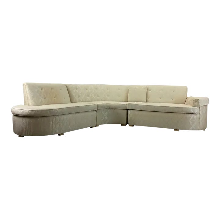 Mid Century Modern Three Piece Sectional Sofa With Vintage White 