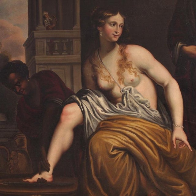 Italian Painter, Bathsheba at Her Bath, Nude, 1720, Oil on Canvas For Sale - Image 8 of 17