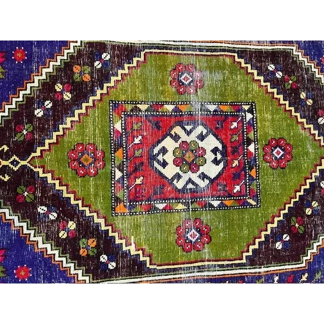 Distressed Colorful Vintage Turkish Rug , 5'8" X 8'4" For Sale - Image 4 of 9