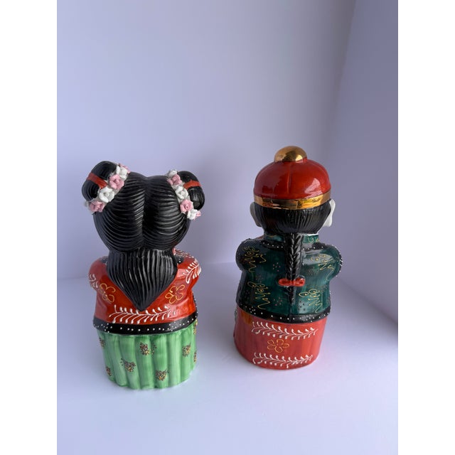 Vintage Chinese Porcelain Good Fortune Boy & Girl Figurines – Pair, Circa 1980s For Sale In Orlando - Image 6 of 12