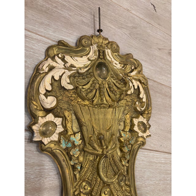 Early 20th Century Antique French Comtoise or Morbier Grandfather Clock Pendulum | Ornate Gilt Metal | 42” 19th Century Decorative Clock Part For Sale - Image 5 of 12