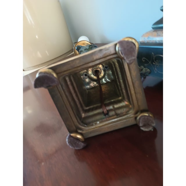 1940 Art Nouveau Bronze and Brass Figural Statue Table Lamp With Shade For Sale - Image 10 of 12