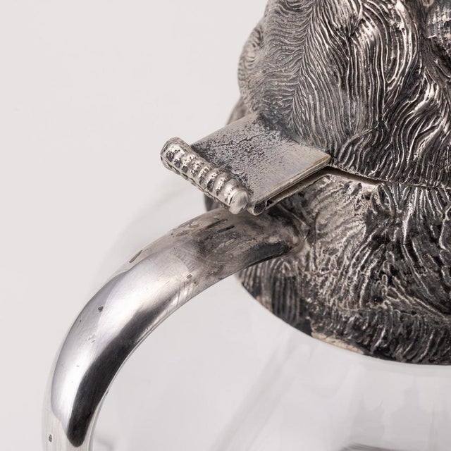 Vintage Glass Jug with Silver-Plated Boar Head from Valenti, 1970s For Sale - Image 13 of 18