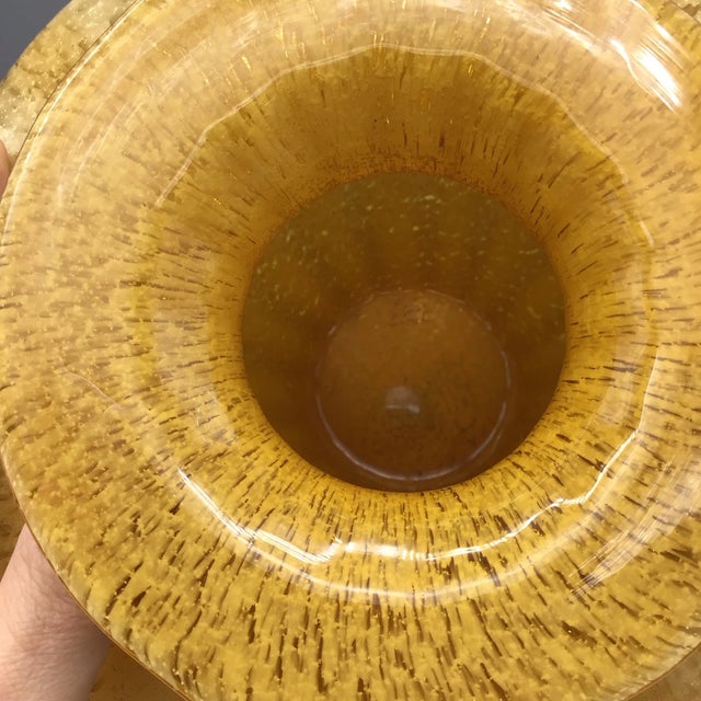 Vinatge Azzurra Maestri Vetrai Murano Style Butterscotch Vase For Sale In Orlando - Image 6 of 7