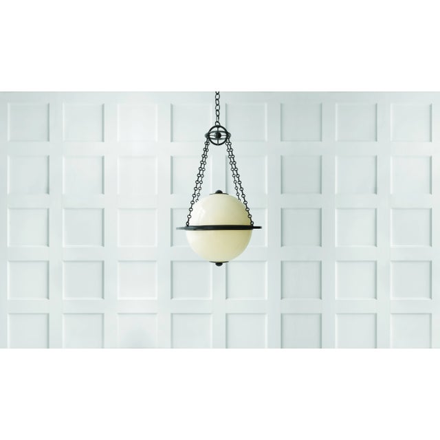 Modern Chapman & Myers for Visual Comfort Signature Modern Globe Lantern in Bronze with White Glass For Sale - Image 3 of 9