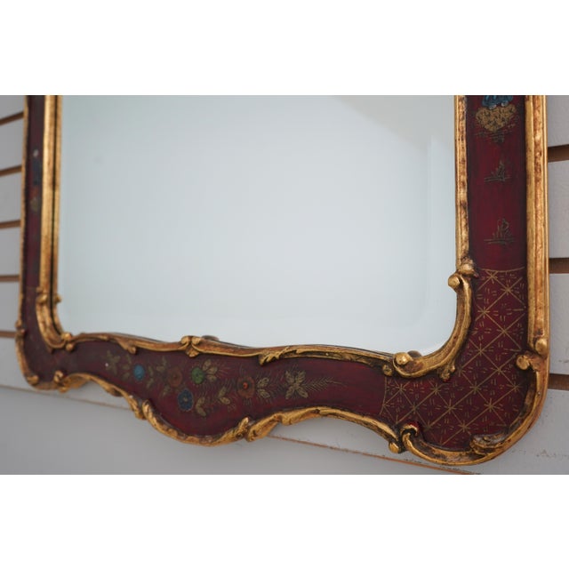 Red Friedman Brothers Red & Gold Chinoiserie Mirror For Sale - Image 8 of 12