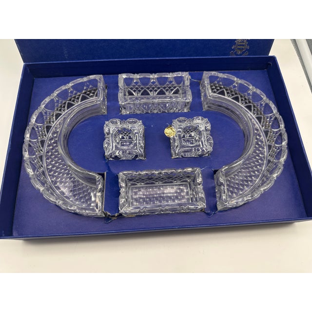 1960s 1960s Six Piece Val St Lambert Glass Table Centerpiece. Original Box. 20th Century For Sale - Image 5 of 6