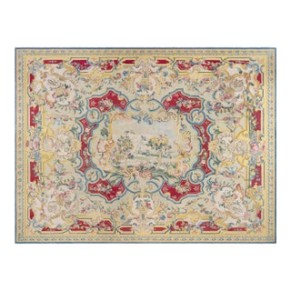 French Aubusson Wool Rug by Galerie Chevalier  Garden of Eden For Sale