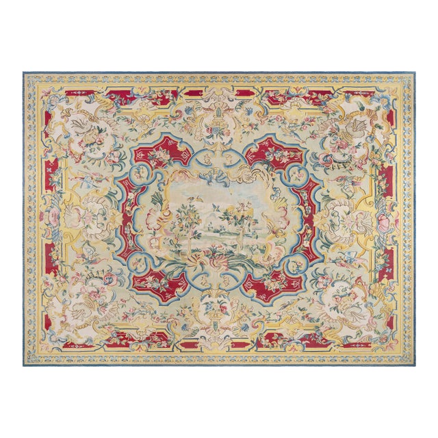 French Aubusson Wool Rug by Galerie Chevalier  Garden of Eden For Sale